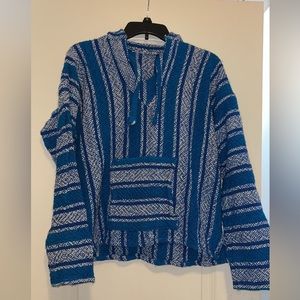 Blue&White Poncho Jacket